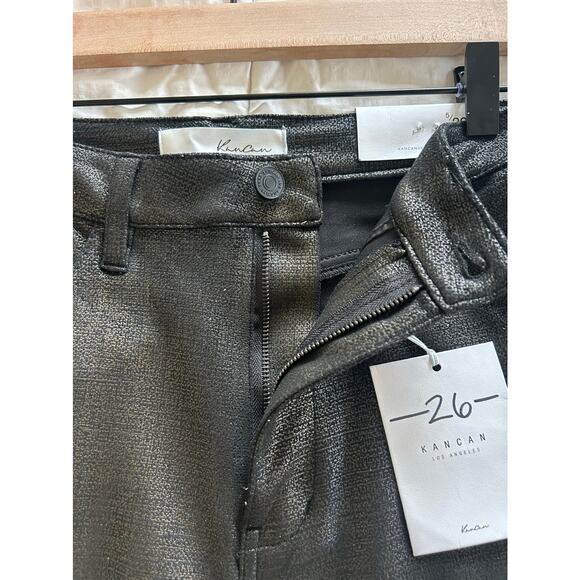 Kancan Carly Ultra High Rise Faux Leather Super Skinny Black Pants Size 5/26 - Picture 8 of 9